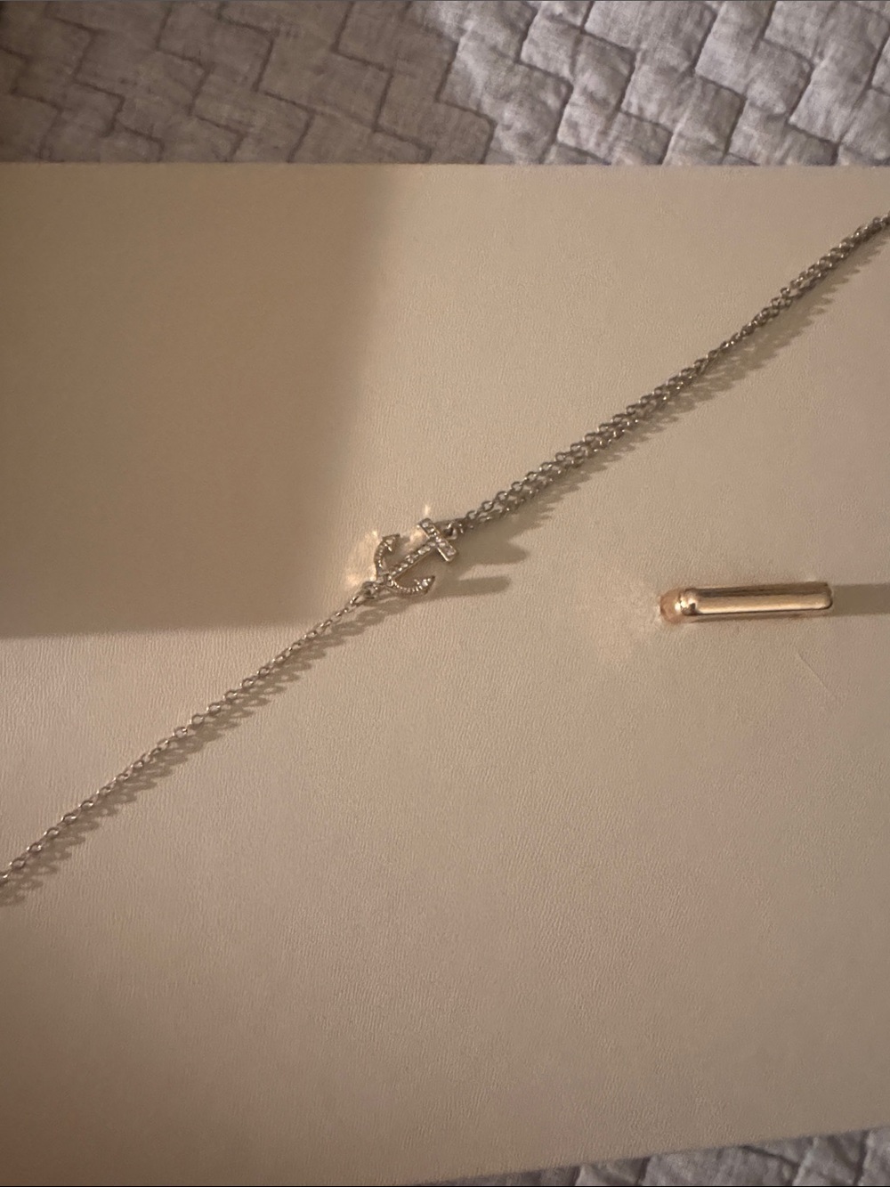 Sterling Silver Anchor Pendant Necklace - Silver